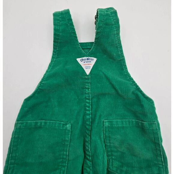 Vintage OshKosh B'Gosh Toddler Green Overalls 18 Months Made in USA - Picture 4 of 6